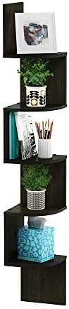 Furinno Rossi 5-Tier Corner Floating Book Shelves for Wall, Espresso by Furinno-FitsYourSpaceFitsYourBudget