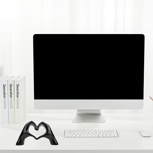 Small Heart Hands Sculpture Decor for Living Room Bedroom Bookshelf Coffe Table and Office Display, Love Finger Statue Modern Aesthetic Home Decor, Unique Gift for Wedding Christmas Birthday (Black) - Image 3
