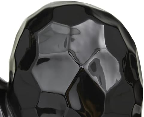 Deco 79 Porcelain Ceramic Heart Decorative Sculpture Dimensional Angled Origami Inspired Home Decor Statue, Accent Figurine 12" x 6" x 11", Black - Image 4