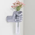 Silvery Wall Sculptures, Hand Vases Home Decor, Wall Mount Art Sculpture, Unique Wall Art Statue, Funky Flower Vase Decorations, Modern Eclectic Hanging Decor,Glass Test Tube Vase (Silvery) by XYQXYQ