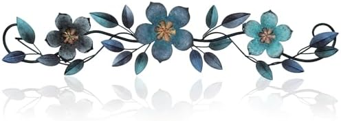 Wesiti Metal Flower Wall Art Decor Vintage Wrought Scroll, Blue by Wesiti