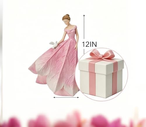 Guichifun Pink Leaf Angel Girls Fairy Statue Home Decoration - Image 4