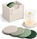 Fluxynara Felt Coasters with Holder, Set of 8 for Drinks, Sagewood by FLUXYNARA