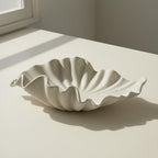 16" Large Decorative Bowl decor, Modern Home Decoration Scallop Bowl,Fashion Key Bowl for Entrance Table, Decorative Fruit Bowl for Kitchen Counter, Ruffle Decor, Light Gray - Image 4