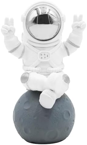 Oooct Astronaut Statue Decor, Resin Silver Spaceman Figurine Decorations, Cute Mini Space Figure Ornament, Abstract Aesthetic Decorative Sculpture for Home Office Desk Shelf Tabletop - 2.9 Inch by Oooct