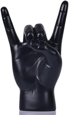 QIANLING 7.7" Black Resin Rock On Hand Gesture Statue - Rock Culture Music Lovers' Decorative Tabletop Sculpture for Bookshelf, Desk & Mantel Decor in Home or Office, Modern Symbolic Figurine by QIANLING