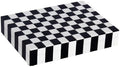 Handicrafts Home Decorative Storage Box with Lid, Black and White Decorative Box for Remote Controls, Slim Coffee Table Storage Box for Shelf, Desk & Living Room Decor, Puzzle Check 8 x 6 x 1.5 Inch by HandicraftsHome
