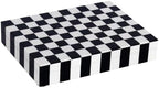 Handicrafts Home Decorative Storage Box with Lid, Black and White Decorative Box for Remote Controls, Slim Coffee Table Storage Box for Shelf, Desk & Living Room Decor, Puzzle Check 8 x 6 x 1.5 Inch by HandicraftsHome