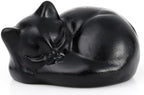 QINJIEJIE Black Obsidian Cat Crystals Decor Matt Sleeping Cat Statue Gifts by QINJIEJIE