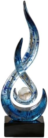 Modern Abstract Art Table Decoration,Resin Flame Statue Modern Centerpiece Ornaments for Living Room Great Gift Idea Home Decor,Collectibles (Blue foil) by XYQXYQ