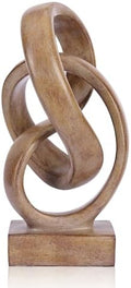 Abstract wood-toned knot sculpture, geometric decorative statue, wood-toned accent piece for living room coffee table or bookshelf surface, office TV cabinet or entryway console table decoration. by DOVDOVHomeDecoration