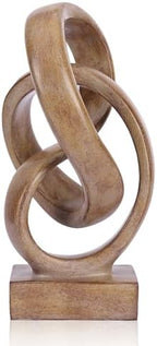 Abstract wood-toned knot sculpture, geometric decorative statue, wood-toned accent piece for living room coffee table or bookshelf surface, office TV cabinet or entryway console table decoration. by DOVDOVHomeDecoration