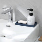 Silicone Bathroom Vanity Tray Dish Soap Holder Sink Organizer, Dark Blue - Image 3