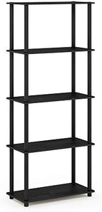 Furinno TURN-N-TUBE Storage Shelves, 5-Tier Book Shelf, Corner Shelf, Toolless Open Shelves, for Organization and Storage, Living Room, Garage, Home Office, Americano - Image 5
