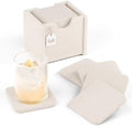 Fluxynara Felt Coasters with Holder, Set of 8 for Drinks, Oatmeal by FLUXYNARA