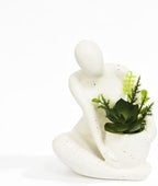 SENEA KAY Modern Abstract Statue with Removable Faux Succulents Plants – Figurine Home Decor Accents, Coffee Table Shelf Styling. Collectible Art Luxury Gift Items Woman Thinker Sculpture (Ivory) by Unknown