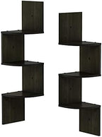 Furinno Rossi Set of 2 3-Tier Corner Floating Shelves for Wall, Espresso - Image 7