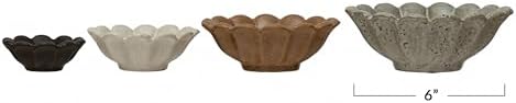 Creative Co-Op Stoneware Flower Bowls, 6" L x 6" W x 3" H, Multicolor - Image 2