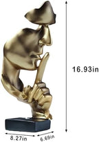 aboxoo Thinker Statue, Silence is Gold Abstract Art Figurine, Modern Home Resin Sculptures Decorative Objects Shelf Decor,Tabletop for Home Decor,Man Office Study Desk Statue (Large Gold) - Image 5