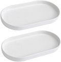 2 Pack Speckled White Round Soap Dispenser Tray - 8'' Ceramic Vanity Tray & Organizer Plate Set, Bathroom & Kitchen Countertop Decor for Soap Dispenser, Jewelry, Cosmetics, Sink by Eyrozia