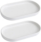 2 Pack Speckled White Round Soap Dispenser Tray - 8'' Ceramic Vanity Tray & Organizer Plate Set, Bathroom & Kitchen Countertop Decor for Soap Dispenser, Jewelry, Cosmetics, Sink by Eyrozia