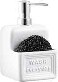 RQYIXI 2-in-1 Ceramic Soap Dispenser with Sponge Holder,White,15 Oz by RQYIXI