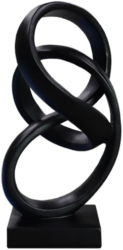 10" Modern Abstract Ribbon Decorative Sculpture, Knot Sculptures,Home Decor,Coffee Table Statues,Dining Living Room Desk Decor（Black） by LAIKEARTS