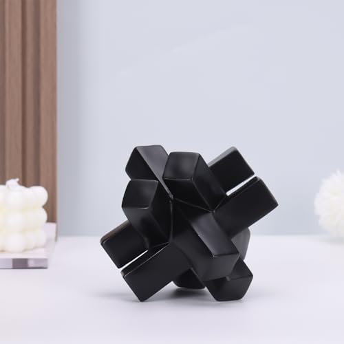 Black Knot Decor Knick Knacks for Shelves, Black Geometric Sculpture Statue Modern Decorative Objects Shelf, Black Home Décor Accents, Minimalist Bookcase Tv Stand Coffee Table Entrance Decor Objects - Image 4