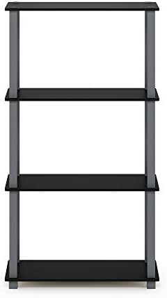 Furinno TURN-S-TUBE Storage Shelves, 4-Tier Book Shelf, Corner Shelf, Toolless Open Shelves, for Organization and Storage, Living Room, Garage, Home Office, Black - Image 6