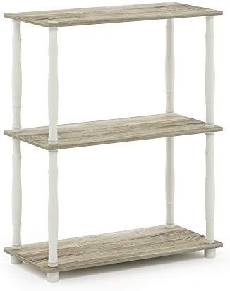 Furinno Turn-N-Tube 3-Tier Compact Multipurpose Shelf Display Rack with Classic Tube, Sonoma Oak/White - Image 5