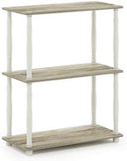 Furinno Turn-N-Tube 3-Tier Compact Multipurpose Shelf Display Rack with Classic Tube, Sonoma Oak/White - Image 5