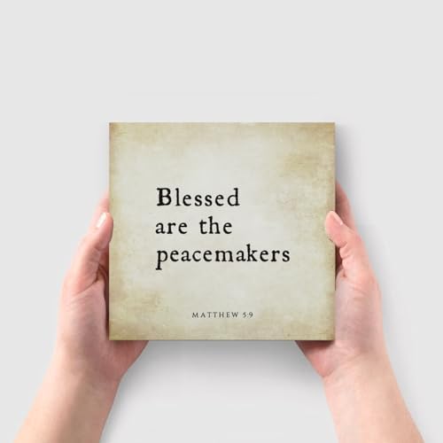 Inspirational Bible Verse Blessed Are The Peacemakers Wooden Box Sign Matthew 5:9 Rustic Scripture Wood Block Plaque Box Sign for Home Office Shelf Table Decoration, Christian Gift - Image 4