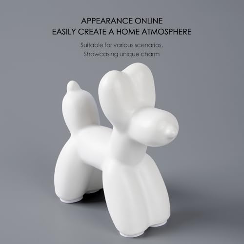 Notakia Cute Ceramics White Balloon Dog Statue Crafts Living Room Desktop Decorations,Handmade Modern Small Ceramic Animal Statue Ornament Home Decor Accents (White, Small) - Image 4