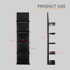 Homaterial 5 Tier Wall Shelf Unit with Light, Black - Image 3