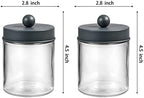 Amolliar Glass Apothecary Jar Qtip Holder Metal Lids 4pc/Grey - Image 4
