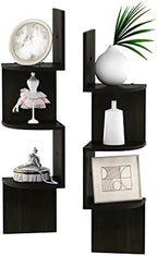 Furinno Rossi Set of 2 3-Tier Corner Floating Shelves for Wall, Espresso - Image 4