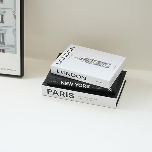 3 PCS Faux Decorative Books for Home Decor-Coffee Table Books Decor-Aesthetic Fake/Faux Books for Decoration,libros Decoration for Coffee Table, Shelf Accessories (3-Mix-Paris Newyork London) - Image 5