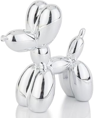 4 Inch Shiny Silver Balloon Dog Sculpture by AMOIENSIS