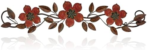 Wesiti Metal Flower Wall Art Decor Vintage Wrought Scroll, Red by Wesiti
