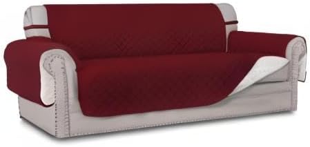 Easy-Going Reversible Couch Cover, 3 Cushion Sofa, Christmas Red/Ivory | - Image 8