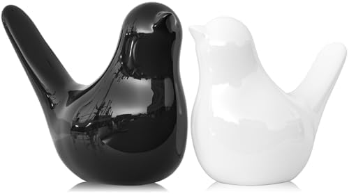 Small Black White Ceramic Bird Statue and Sculpture for Home Decor Accents,Modern Animal Ornaments for Living Room,Bedroom,Coffee Table Centerpiece,Bookshelf,Cabinets,Cute Knick Knacks for Shelves by XMGZQ