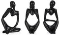 Sandstone Resin Thinker Statue Style Abstract Sculpture, Black, 3pcs by Ozzptuu