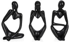 Sandstone Resin Thinker Statue Style Abstract Sculpture, Black, 3pcs by Ozzptuu