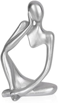 Sandstone Resin Thinker Statue Style Abstract Sculpture, Silver, Left by Ozzptuu