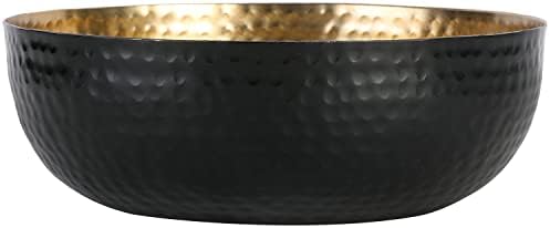 MyGift Black Metal Hammered Decorative Bowl for Home Decor with Gold Interior, Art Deco Style Centerpiece Table Decoration and Coffee Table Decor - Handcrafted in India (Dia 7.6 inches) - Image 4