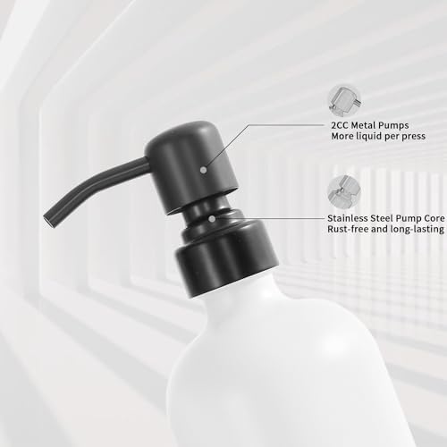 Prus Waso Kitchen Soap Dispenser Set, White Soap Dispenser with Black Stainless Steel Pump, Perfect for Modern Kitchen Decor. (White) - Image 5