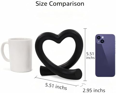 Lescafita Black Heart Decor Sculpture, Love Statue Minimalist Home Decor Accent for Living Room Bedroom Office Desk Shelf Coffee Table, Unique Romantic Gift - Image 3