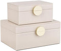 HofferRuffer Faux Leather Jewelry Boxes, Decorative Boxes Storage Accessory Organizer with Gold Hardware Decor, Classic Vegan Leather Set of 2 Pieces (CreamWhite) by HofferRuffer