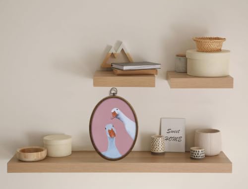 Vintage Whimsical Pink Goose Art, Cottage Core Oval Wall Decor, Waterproof - Image 4