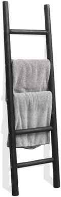 FUIN Blanket Ladder, 57in Rustic Solid Wood Decorative Ladder, Black by FUIN